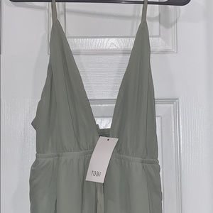 Tobi green long strapped dress